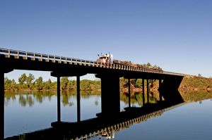 Road Train Reflection on a Bridge at Macksville